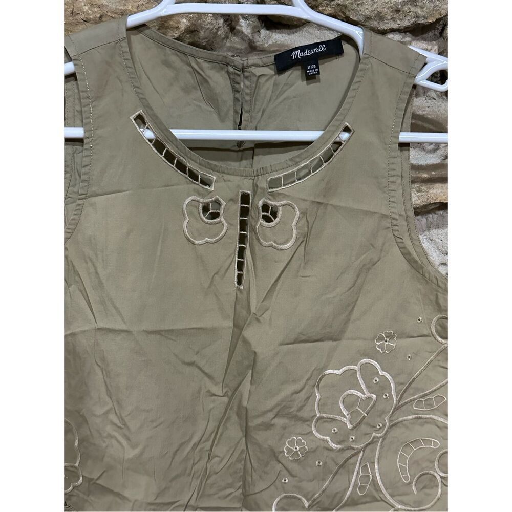 Women’s Madewell Embroidered Cutout Peplum Tank Top Tan Size XXS - Picture 2 of 5